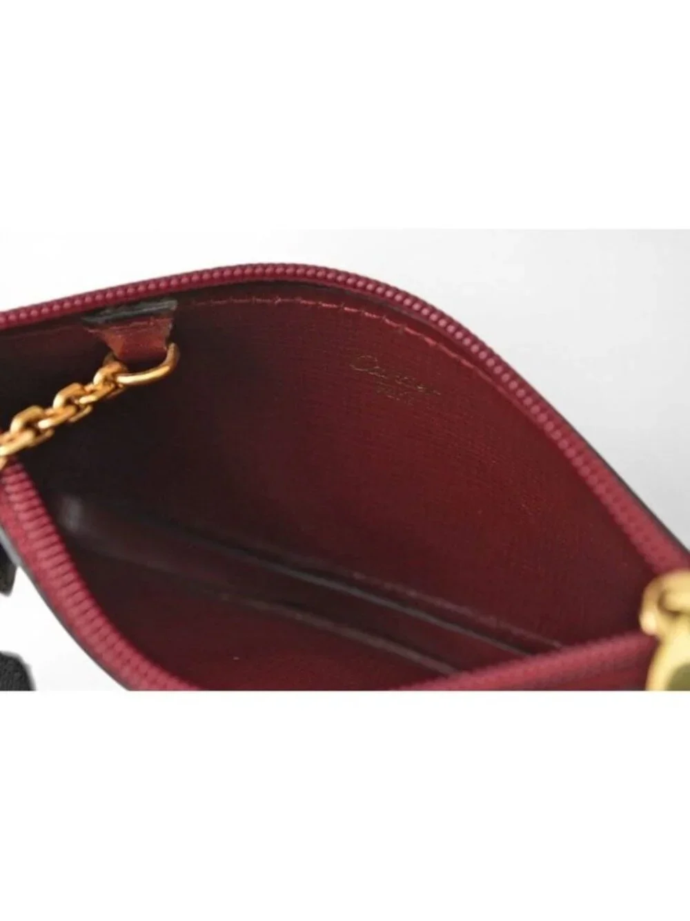 Cartier Coin Case Key Pouch Vintage Must de Cartier Bordeaux with Chain